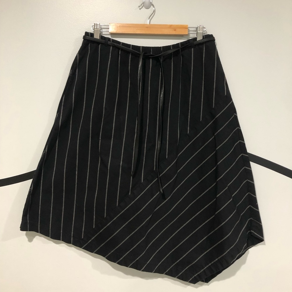 DKNY Black pinstripe asymmetrical office skirt M